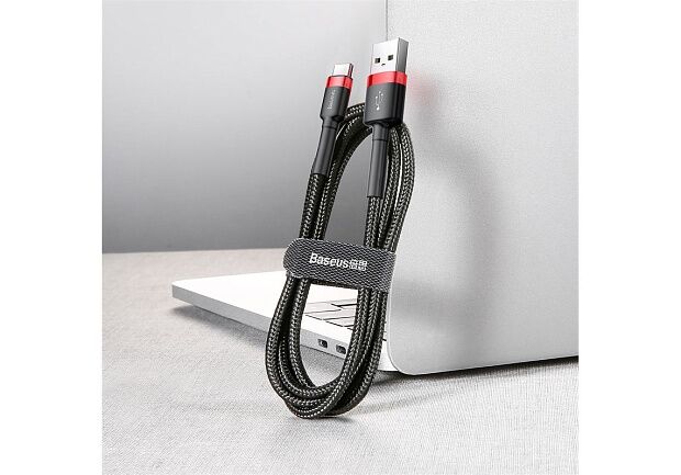 Кабель Baseus Cafule Cable USB For Type-C 3A 1M CATKLF-B91 (BlackRed) - 5