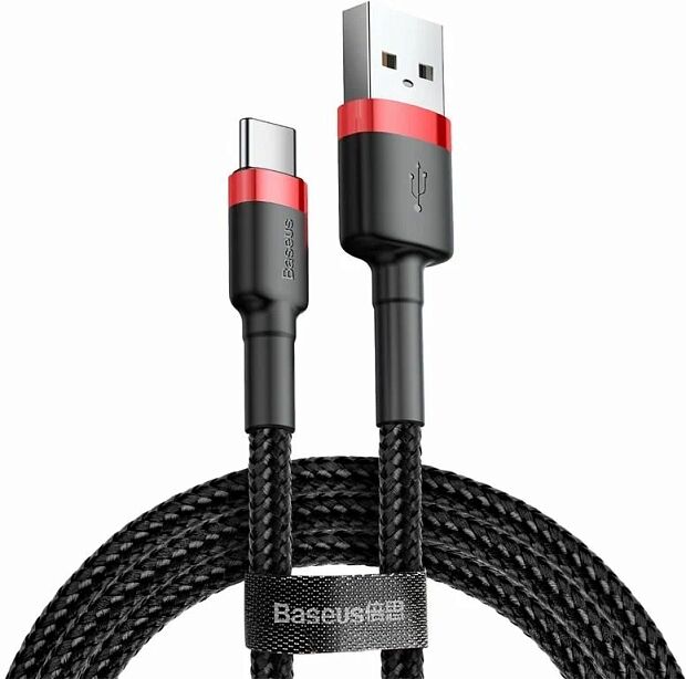 Кабель Baseus Cafule Cable USB For Type-C 3A 1M CATKLF-B91 (BlackRed) - 1