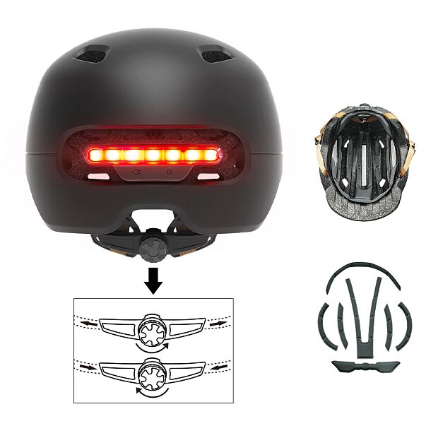 Умный шлем Smart4u City Light Riding Smart Helmet Размер L (Black/Черный) - 6