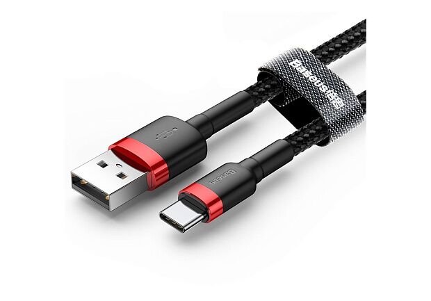 Кабель Baseus Cafule Cable USB For Type-C 3A 1M CATKLF-B91 (BlackRed) - 3
