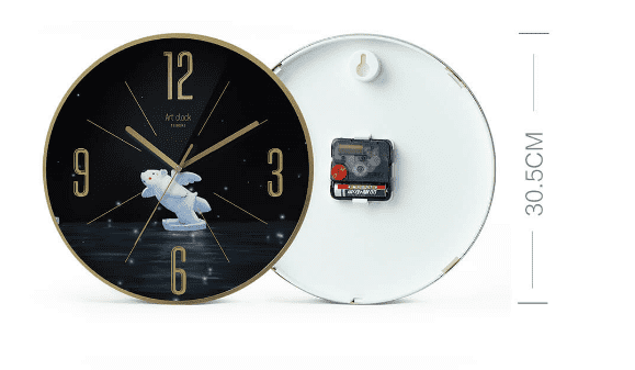 Yuihome Decor Series Art Wall Clock Bear On Ice (Black) - 2
