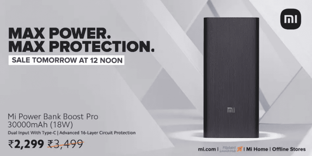 Mi Boost Pro Power Bank поставляется с аккумулятором емкостью 30 000 мАч 